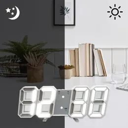 Wall Clocks 3D LED Digital Alarm Clock USB Plug Electronic With Desktop Suitable For Bedrooms Living Room