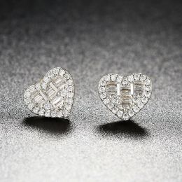 14k Gold Stud örhängen för kvinnor Luxury Punk Love Heart Zircon Piercing Ear Brosk Kvinnlig Hip Hop -smycken