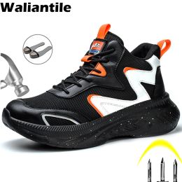 Boots Waliantile New Men Work Safety Boots For Puncture Proof industrial Working Shoes Antismashing Steel Toe Indestructible Sneakers