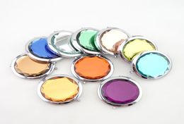 7cm Folding Compact Mirror With Crystal Metal Pocket Mirror For Wedding Gift Portable Home Office Use Makeup Mirror8785323