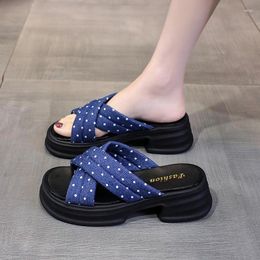 Slippers Women Beach Flip-Flops Chunky Shoes Wedges Heels Outside Sandals High Platform