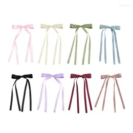 Hair Clips Harajuku Bowknot Sweet Women Hairpin Long Ribbon Barrettes Solid Color Headwear Girls Accessories Gift