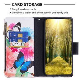 Patterns Cases For Xiaomi 14 13C 13T Redmi A3 Note 13 Pro Plus 4G 5G Wallet Leather Zipper Phone Case Cover