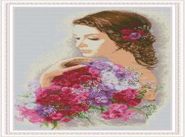 Beauty and flowers home cross stitch kit Handmade Cross Stitch Embroidery Needlework kits counted print on canvas DMC 14CT 11CT6005563