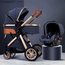 Strollers# Luxury Baby Stroller 3 in 1 High Landscape Baby Cart Can Sit Can Lie Portable Pushchair Baby Cradel Infant Carrier Free Shipping L240319