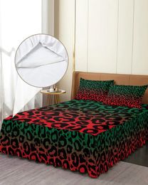 Bed Skirt Leopard Patterned Animal Skin Texture Gradient Fitted Bedspread With Pillowcases Mattress Cover Bedding Set Sheet