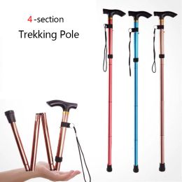 Sticks Outdoor Trekking Pole Portable Foldable Telescopic Walking Hiking Stick 4Section Nordic Climbing Sticks For Men Women Elderly