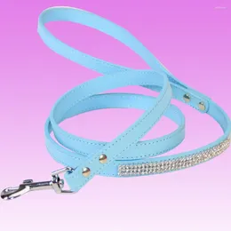 Dog Collars PU Leash Bling Rhinestone Walking Colourful Training With Sparkly Studded For Cats Dogs ( Blue )