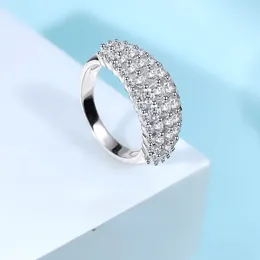 Cluster Rings S925 Sterling Silver Luxury Full Diamond Row Personalised Ring Imported High Carbon Wedding Jewellery Wholesale