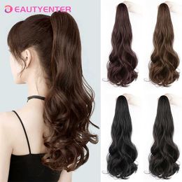 Synthetic Wigs Synthetic 18inch Wavy Claw Clip On Ponytail Hair Ponytail Hair For Women Pony Tail Hair Hairpiece 240328 240327