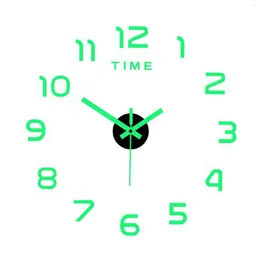 Wall Clocks Luminous Clock Stickers DIY Digital Mirror Frameless Modern 3D