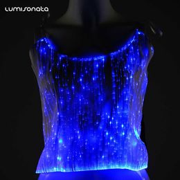 2019 Wholesale Fashion Optic Fiber Fabric Led Light Up Luminous Custom Women t Shirt for Christmas