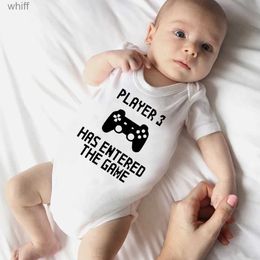 Rompers Funny Infant Baby Romper Player 3 Has Entered The Game Print Short Sleeved Newborn Clothes Toddler Boy Girl JumpsuitC24319