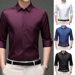 Men's Dress Shirts Men Formal Shirt Elegant Business With Anti-wrinkle Technology Slim Fit Design Breathable Fabric For A