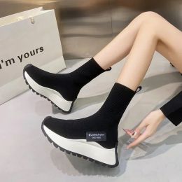 Boots Heightened Thick Sole Women's Socks Boots 2023 Autumn Winter New Breathable Mesh Fashion Platform Boot Casual Sport Ladies Shoes