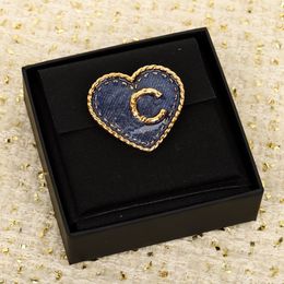 2024 Luxury quality charm punk large size brooch with heart shape and blue color in 18k gold plated have stamp box PS3207B