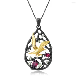 Chains Natural Custom Fashion Rhodolite Peridot Gemstone Gold Plated 925 Sterling Silver Pendant Jewellery