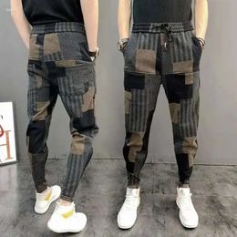 Mens Jeans Casual Patchwork Printed Spring Autumn Korean Designer Baggy Pants Gym Clothing Japanese Streetwear Harem Jogger Men