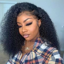 Synthetic Wigs Synthetic Wigs Wear And Go Kinky Curly Bob Wig Lace Frontal 100% Human Hair Wigs Pre Plucked 180Density Brazilian Deep Curly Short Bob HD Lace 240327