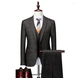 Men's Suits Autumn And Winter (suit Vest Trousers) Business Casual Korean Version Slim-fit Wedding Suit Men Three-piece Set