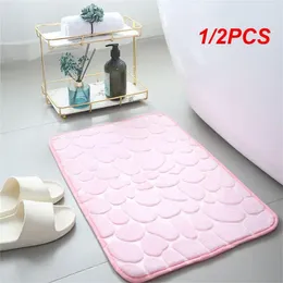 Bath Mats 1/2PCS Bathroom Room Cobblestone Embossed Mat Non-slip Carpets In Wash Basin Bathtub Side Floor Rug Shower Doormat Memory