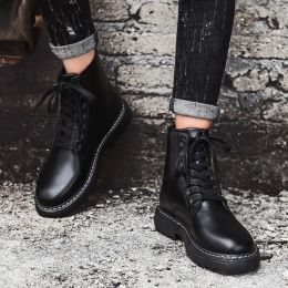 Boots Winter Black High Top Men's Martin Boots Lace Up Leisure Allmatch Men's Casual Boots Nonslip Trend Rubber Mens Flat Boots
