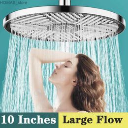 Bathroom Shower Heads 255mm Big Panel Large Flow Supercharge Ceiling Mounted Shower Head Silver 3 Modes High Pressure Massage Rainfall Bathroom Shower Y240319