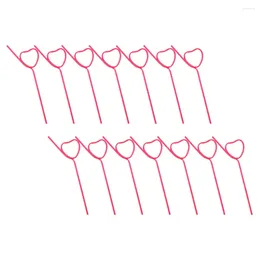 Disposable Cups Straws 25 Pcs Straw Valentines Juice The Pet Valentine's Day Child Shape