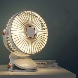 Electric Fans 6-Inch Creative Simple Desk Mini USB Home Fan With LED Night Light Quiet Fan Long Durability 240319