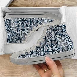 Casual Shoes INSTANTARTS Polynesian Style Tribal Tattoo Print Women Vulcanised High Top Sneakers Flats Ladies Shoe Breathable Footwear