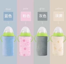 Wholesale 100pcs/lot USB baby milk bottle insulated cover Portable Cup Warmer Baby feeding Bottle Warmer Heater Bag 240319