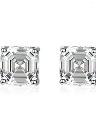 Stud Earrings High Carbon Diamond 925 Sterling Silver Simulation Jade Cut Princess Square Small Wedding Jewelry Wholesale