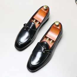 Shoes Vintage New Patent Leather Monk Strap Flats Shoes For Men Casual Oxford Formal Dress Wedding Footwear Sapatos Tenis Masculino