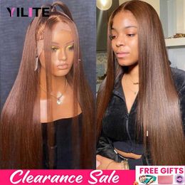 Synthetic Wigs Synthetic Wigs Brown Straight 13x4 Lace Front Human Hair Wigs Chocolate Brown 13x6 HD Lace Frontal Wig Coloured Lace Front Wigs For Black Women 240329