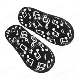 Slippers Winter Slipper Woman Man Fluffy Warm Abstract Music Notes House Shoes