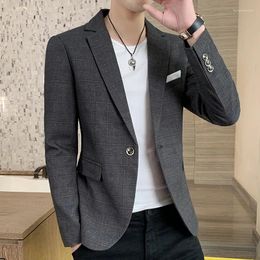 Men's Suits HOO 2024 Slim Fit Handsome Casual Plaid Blazer