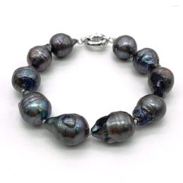 Bangle 13mm-22mm Black Grey Colour Flameball Pear Shape Baroque Keshi Bracelet Natural Freshwater Pearls Special