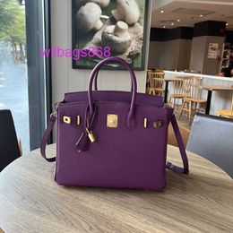 Women Totes Handbag L Sea Anemone Purple Litchi Bag Leather Large Capacity Top Layer Cowhide Commuter Womens Single Shoulder Messenger