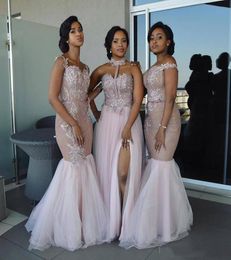 Mixed Style Long Bridesmaid Dresses Floor Length Appliques Sash Robe De Soiree Prom Dress Lace Nigerian Dresses9526526