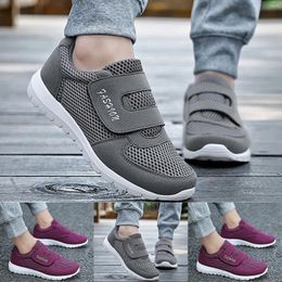 Casual Shoes Women'S Hook Loop Solid Woven Mesh Breathable Running Street Friends Sneaker Sports Zapatillas