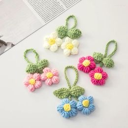 Decorative Flowers Crochet Lily Of The Valley Artificial Flower Car Hanging Decoration Wedding Gifts Bag Pendant Keychain Knitted