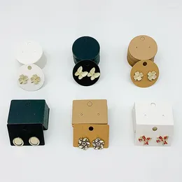 Jewellery Pouches 50pcs Round Cardboard Earring Display Cards Blank Kraft Paper Hanging Tags For Ear Studs Selling Packaging