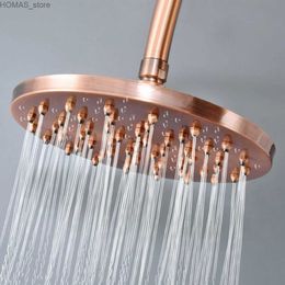 Bathroom Shower Heads Antique Red Copper 8 Round Rainfall Shower Head Bathroom Overhead Rain Shower Head Top Spray Y240319