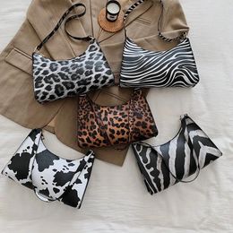 Totes Fashion Shopping Bag Retro Casual Leopard Animal Pattern Women Shoulder Bags Female Leather Handbag For 2024