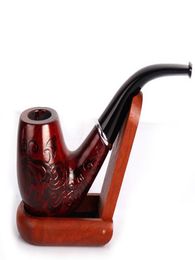 Hand carved mahogany wood pipe detachable pipe smoking accessories5280439