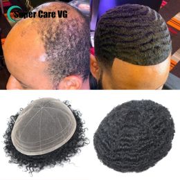 Toupees Toupees 8x10 Afro Kinky Curly Full Lace Men Toupee Breathable Undetectable Lace Men's 100% Human Hair Toupee Men Systems Unit