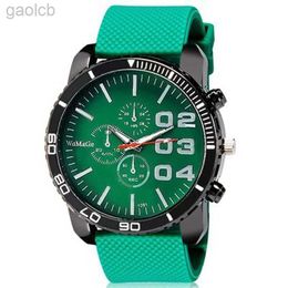 Armbanduhren Womage Herrenuhren, großes Zifferblatt, Herren-Sportuhren, modische Gummiuhr, grünes Band, Militär-Herrenuhr, relogio masculino, reloj hombre 24319