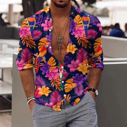 Men's Casual Shirts Floral Shirt Tropic Leaf 3d Print Men Fashion Hawaiian Beach Short Sleeve Blouse Lapel Boy