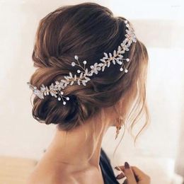 Hair Clips Bridal Headband Formal Event Elegant Rhinestone Flower With Pearl Bow For Women Wedding Bride