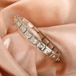 Link Bracelets 2024 Fashion Women Golden Rivet Charm Links 9mm Bracelet Stainless Steel Jewellery DIY Making